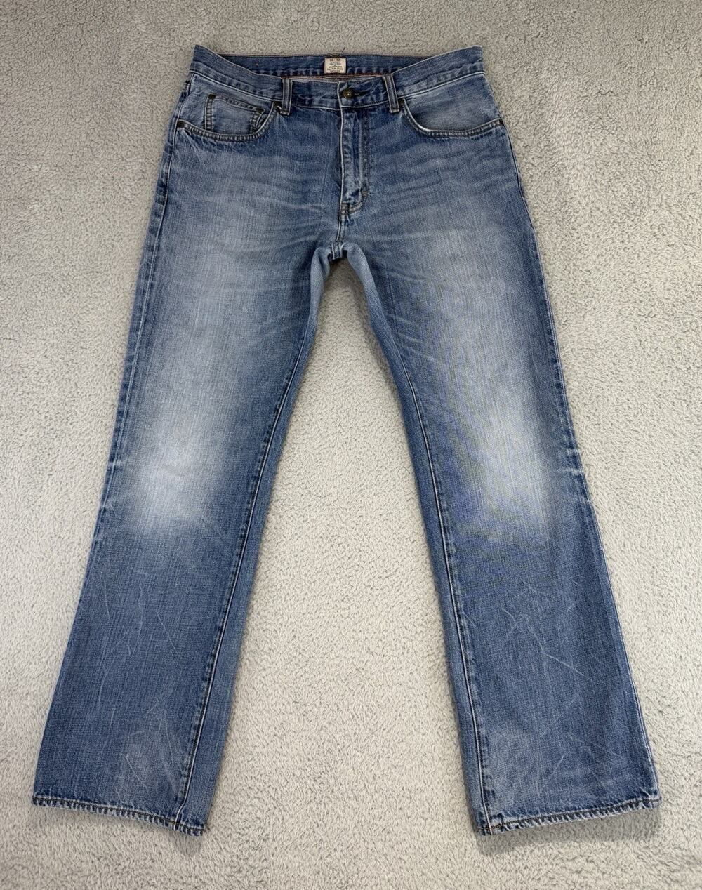 J Crew Jeans Men's 33x31 Vintage Bootcut Cotton Med Wash Whiskering Denim